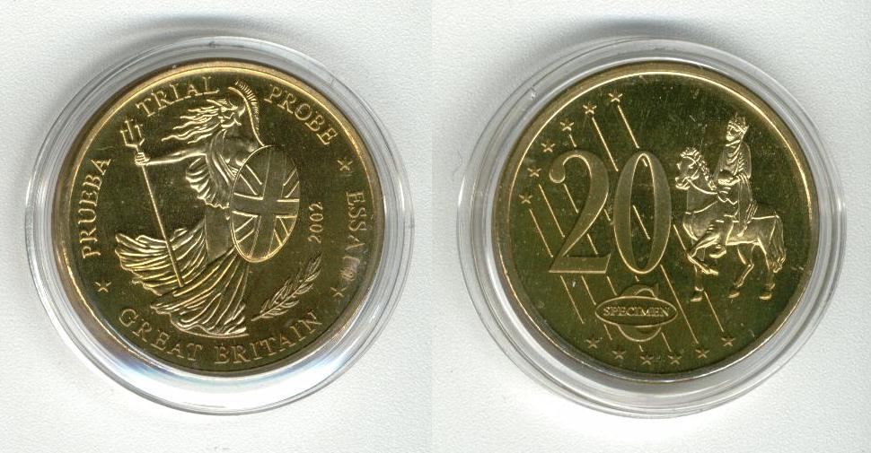 Great Britain 20 Cent 2002 Specimen Euro 