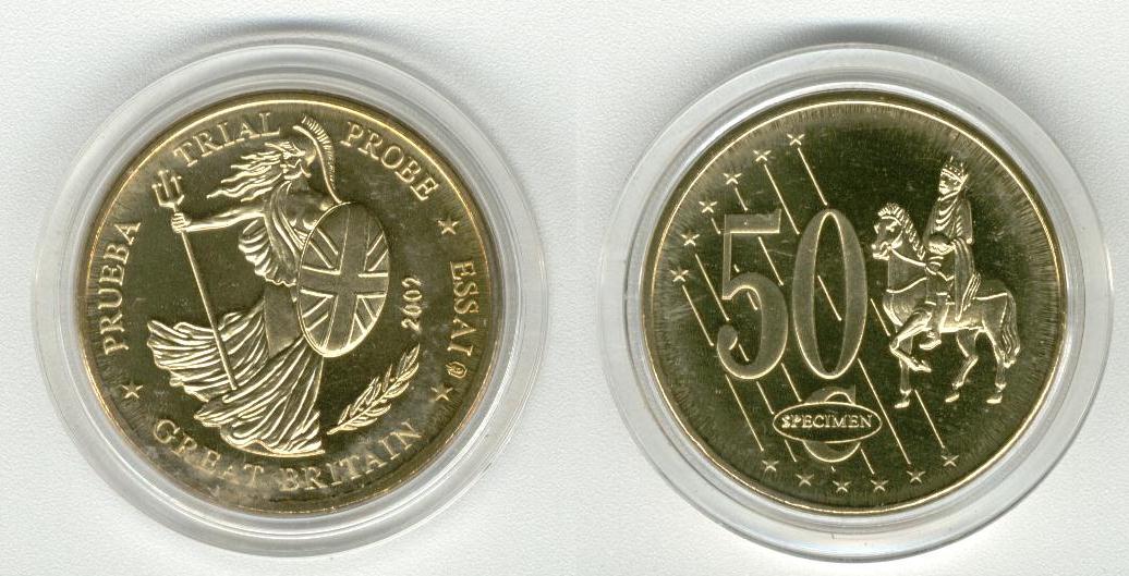 Great Britain 50 Cent 2002 Specimen Euro 