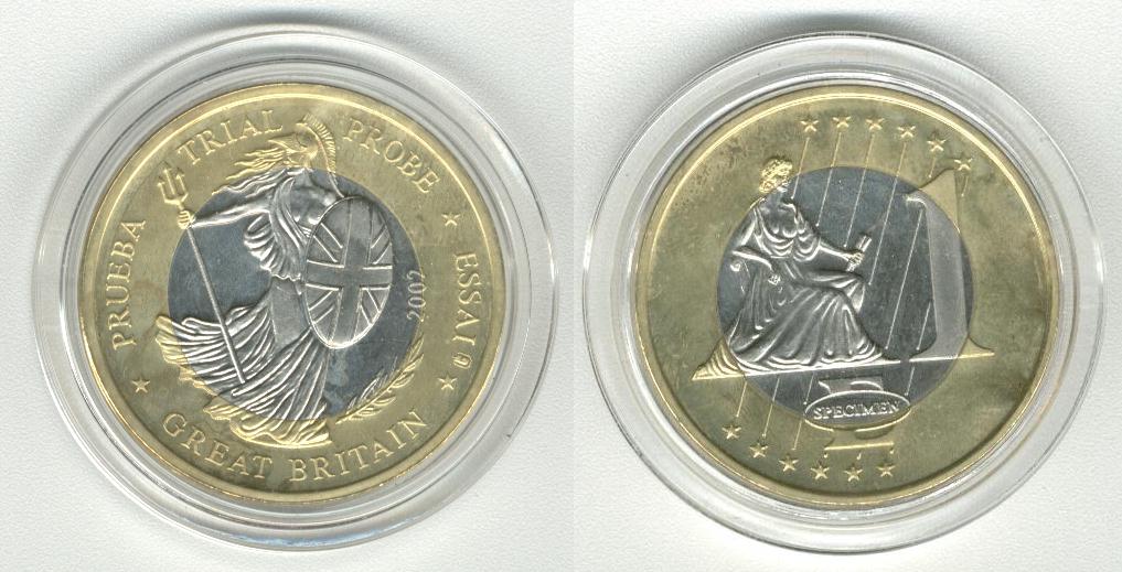 Great Britain 1 Euro 2002 Specimen Euro 