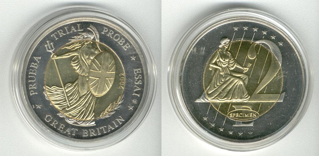 Great Britain 2 Euro 2002 Specimen Euro 