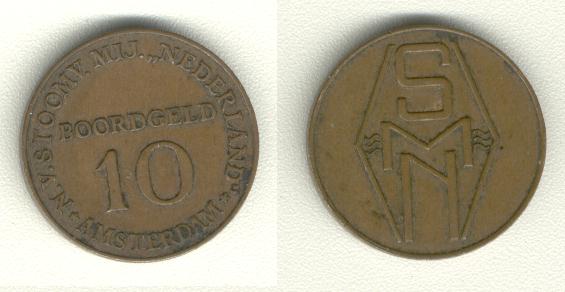 SMN 10 cent Boordgeld Stomvaart Maatschappij Nederland Amsterdam 