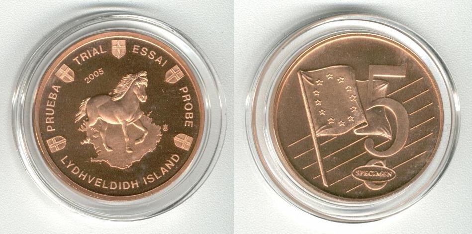 Iceland - IJsland 5 Cent 2005 Specimen Euro 