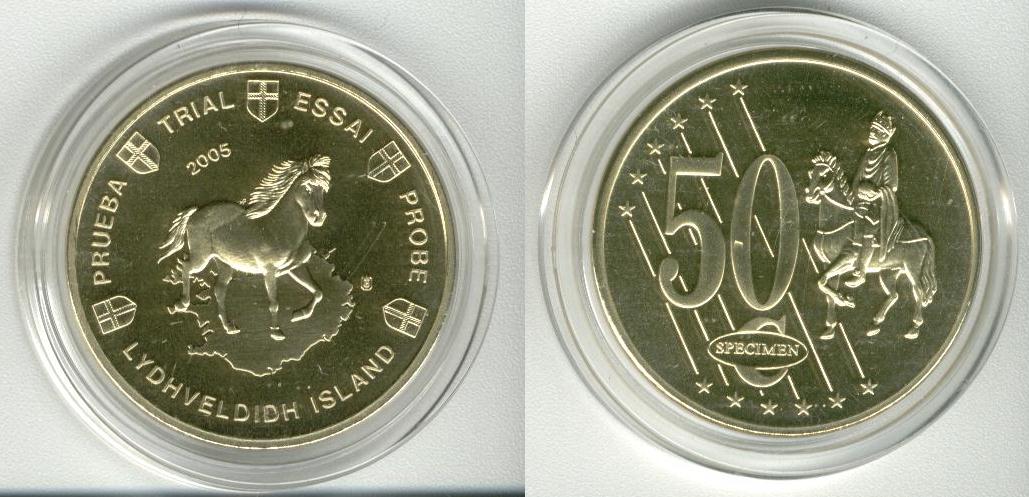 Iceland - IJsland 50 Cent 2005 Specimen Euro 