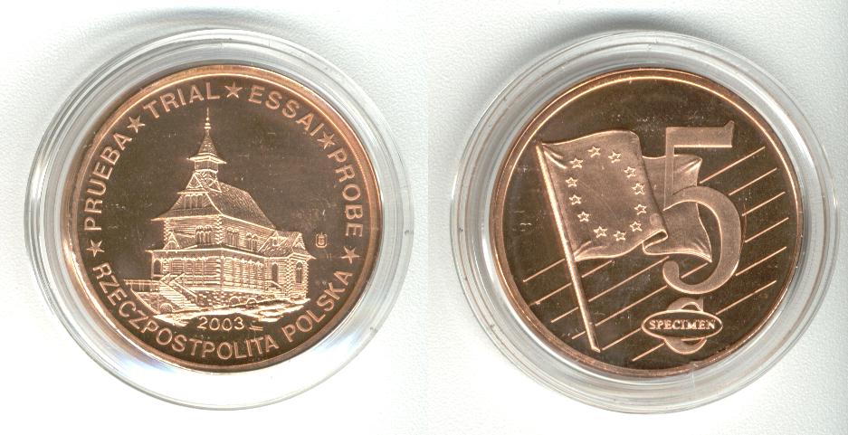 Polen 5 Cent 2003 Specimen Euro 