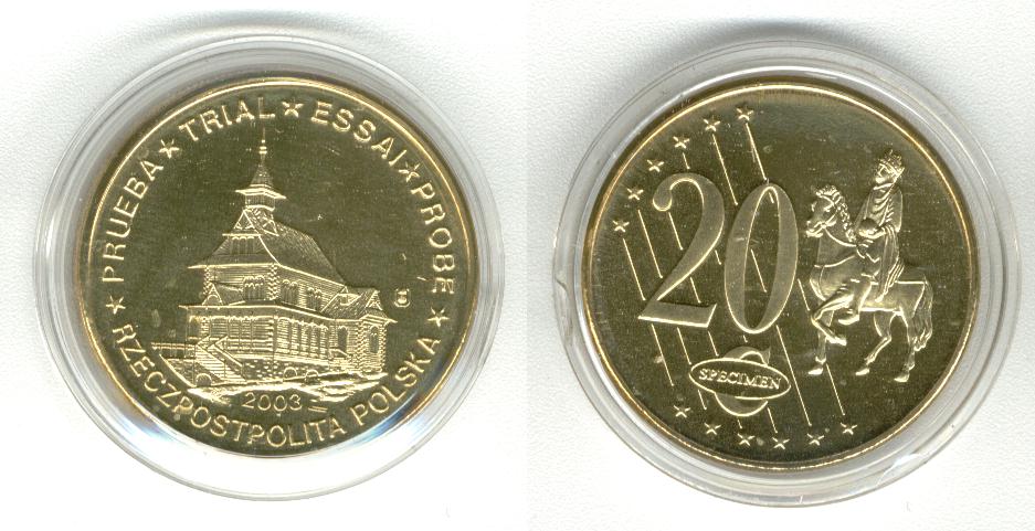 Polen 20 Cent 2003 Specimen Euro 