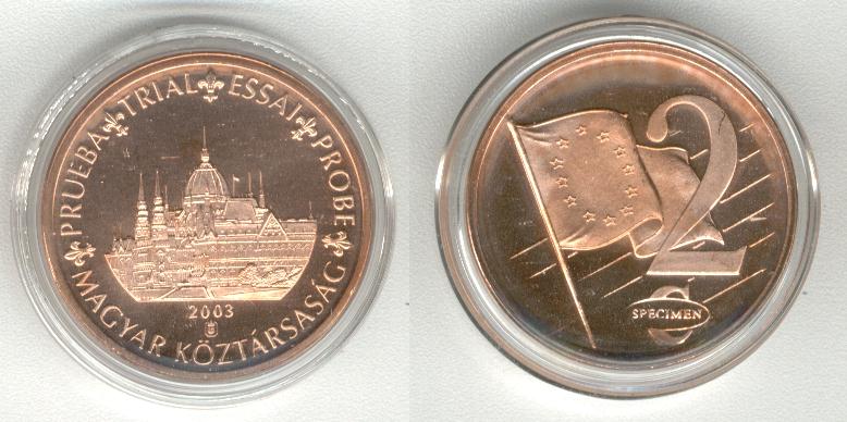 Hungary 2 Cent 2003 Specimen Euro 