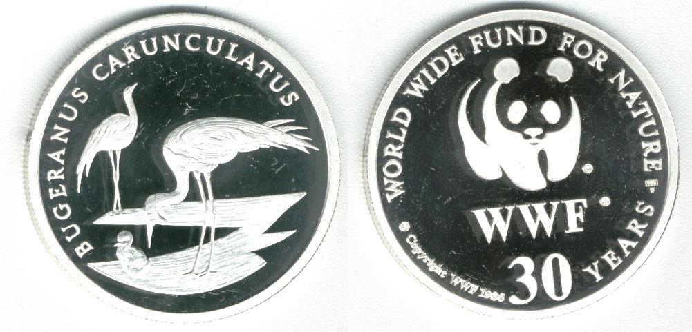 Bugeranus carunculatus <a href=an/animal.htm#wwf>WWF</a> 30 Years lelkraanvogel - panda 