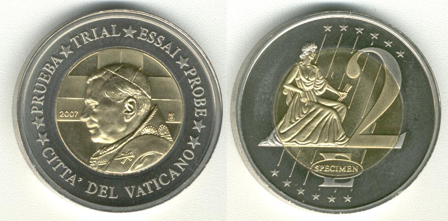 Vatican 2 <a href=eu/euro.htm>Euro</a> 2007 Pattern Specimen Euro 