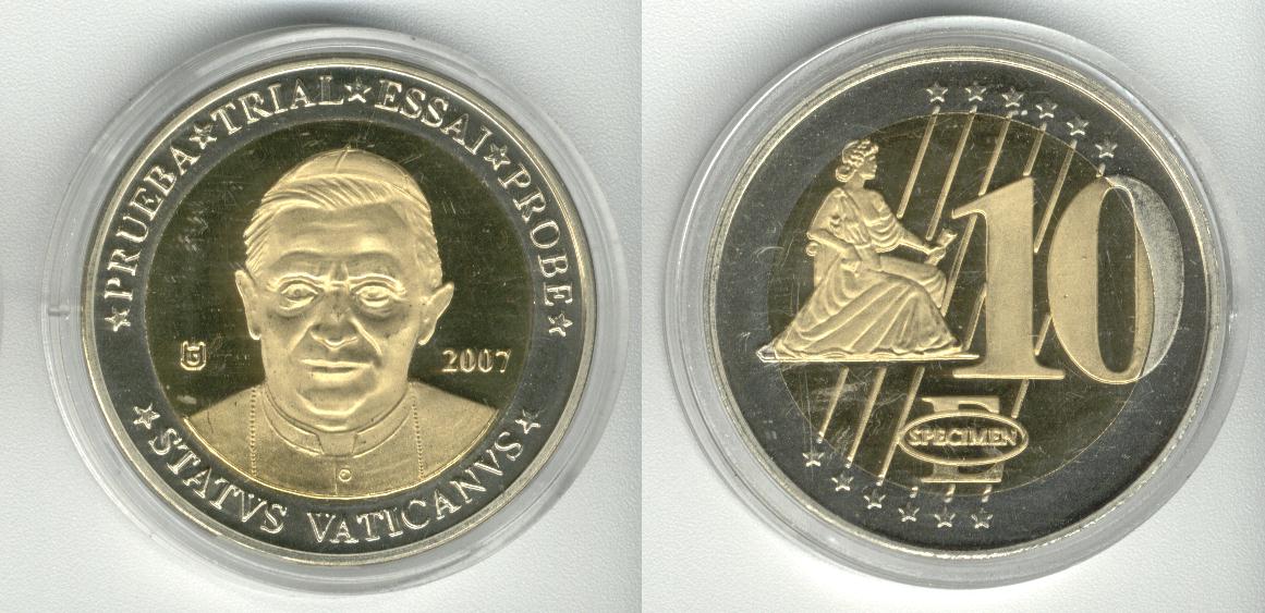 Vatican 10 Euro 2007 Specimen Euro 