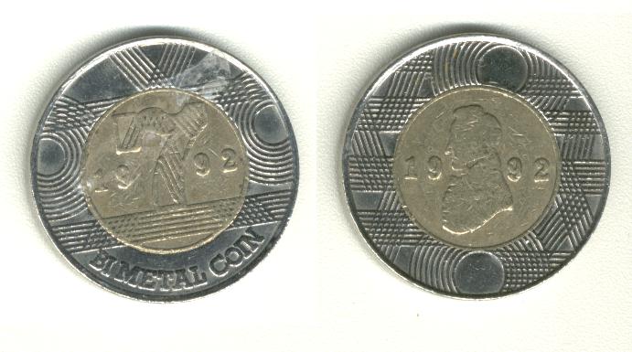Bi Metal Coin 1992 Bimetal Bimetaal Bi-Metal Bi-Metaal 
