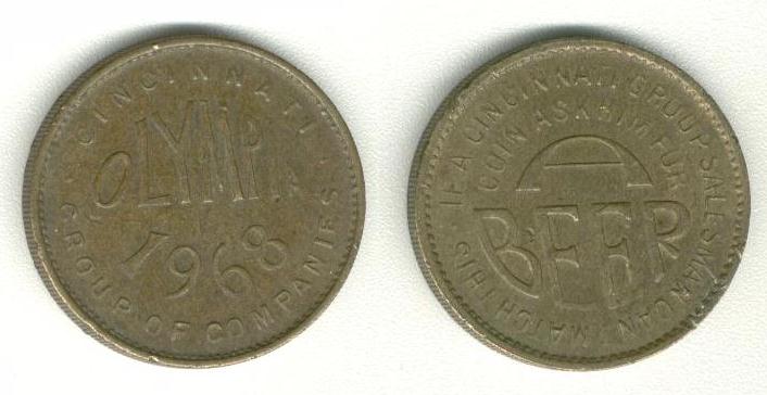Olympia 1968 Beer token Cincinnati Group 