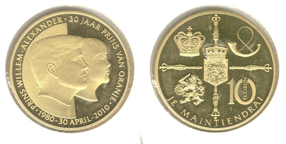 Gouden Florijnen Oranje-Nassau Prins Willem-Alexander â€¢ 30 jaar prins van Oranje â€¢ 1980 - 30 april - 2010 - 10florijn 