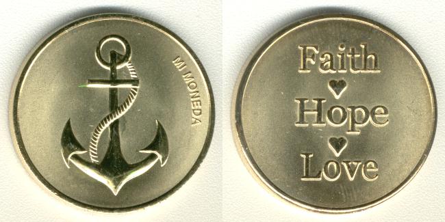 Mi Moneda 25 mm faith hope love anchor anker 